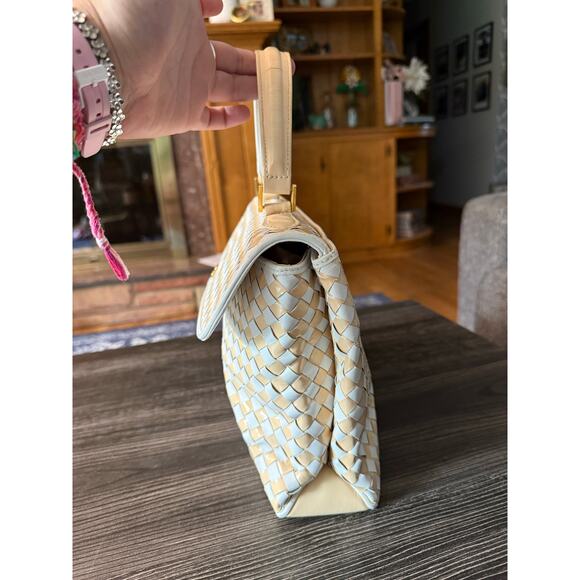 BALLY Braided Crème Leather Handbag with Large Top Handle - Picture 8 of 8